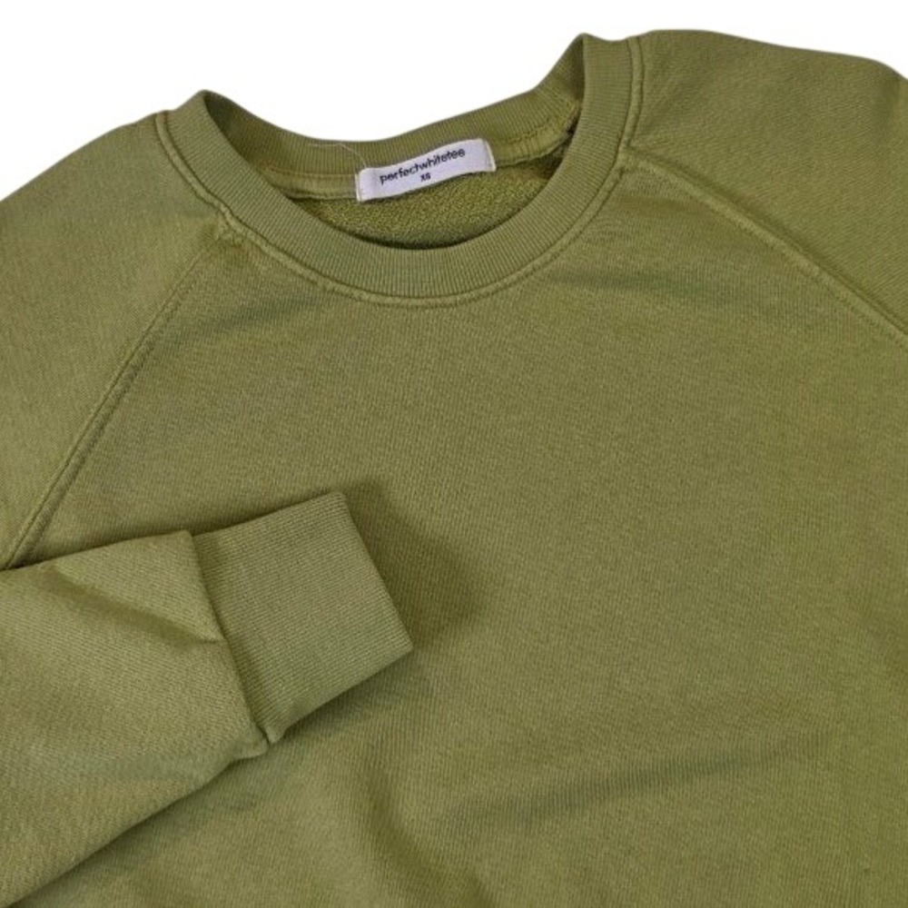 perfectwhitetee Women XS Alexi Sweatshirt Green Cotton Raglan Cropped T307-ALEXI